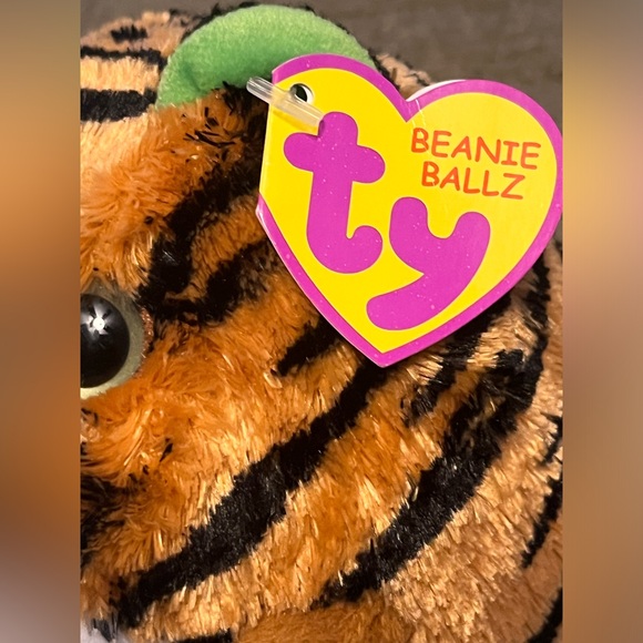 Ty Beanie Ballz Monaco Tiger Plush Black Stripes Green Eyes Stuffed Animal 5” - Picture 6 of 7
